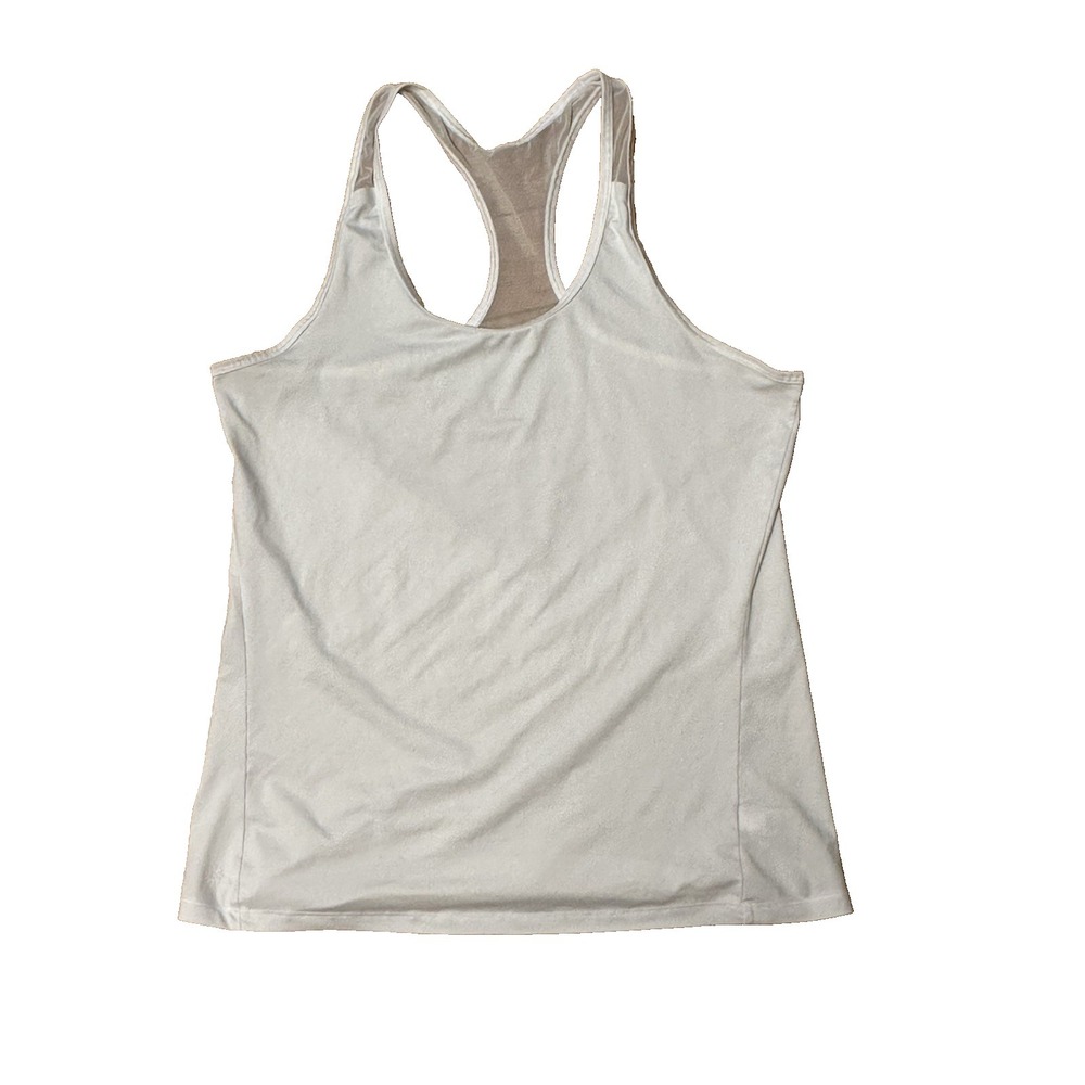 Athleta Women's Size Medium White Yoga Mesh Racerback Tank Top Shirt